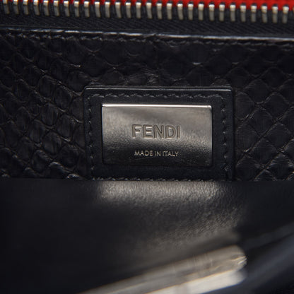 Fendi Vitello Seta Python Crocodile Monster Eyes Medium Peekaboo Iconic Satchel Black Girasole 7 of 11