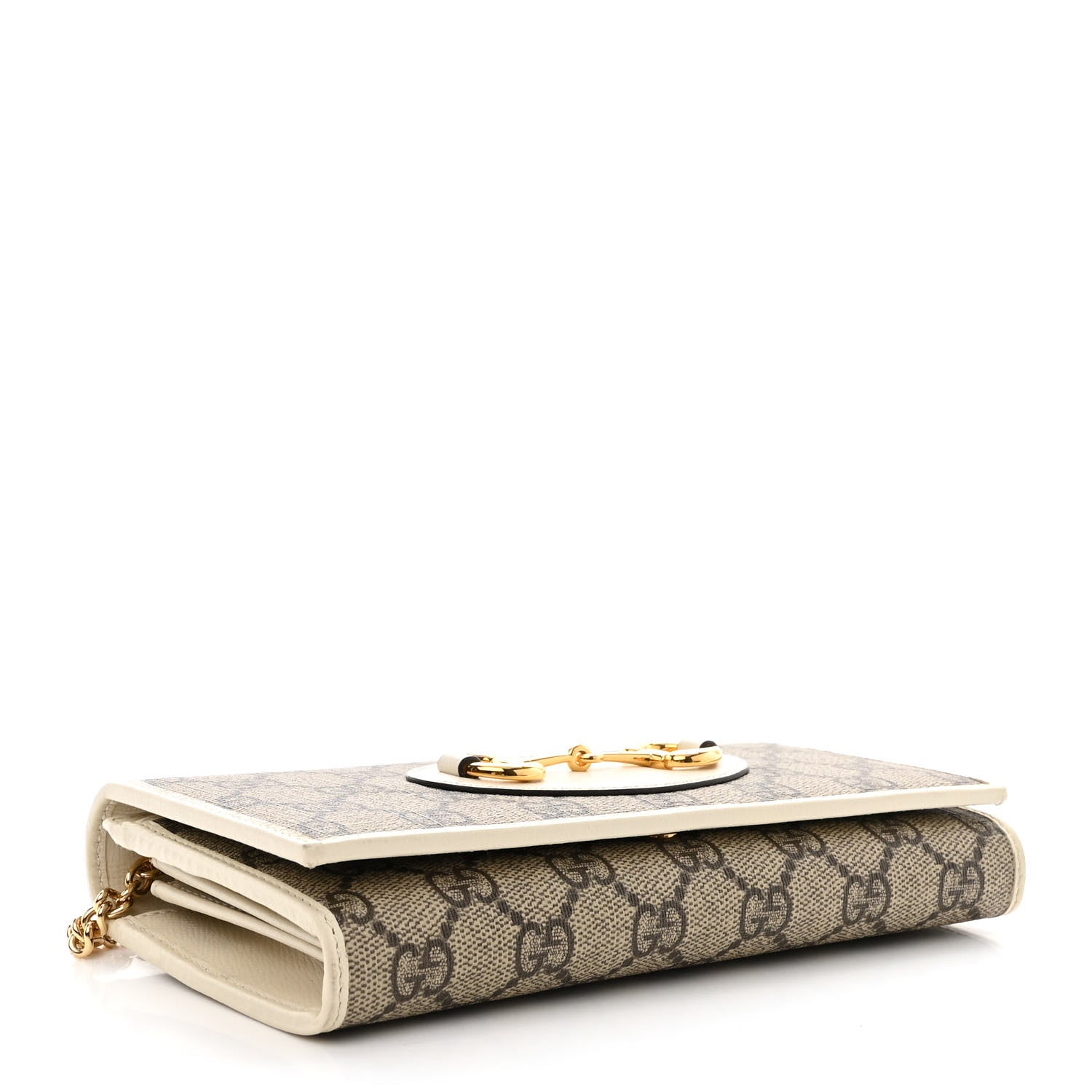 Gucci GG Supreme Monogram Azalea Calfskin Horsebit 1955 Wallet On Chain Beige Ebony Mystic White 4 of 11