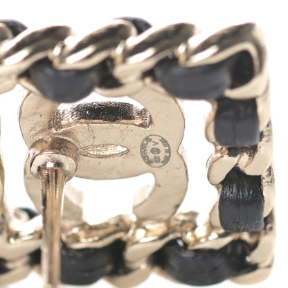 Chanel Crystal Lambskin Chain Sergeant Chanel Stud Earrings Black Gold 4 of 5