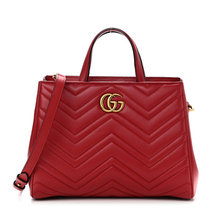 Gucci Calfskin Matelasse Small GG Marmont Tote Hibiscus Red 1 of 14