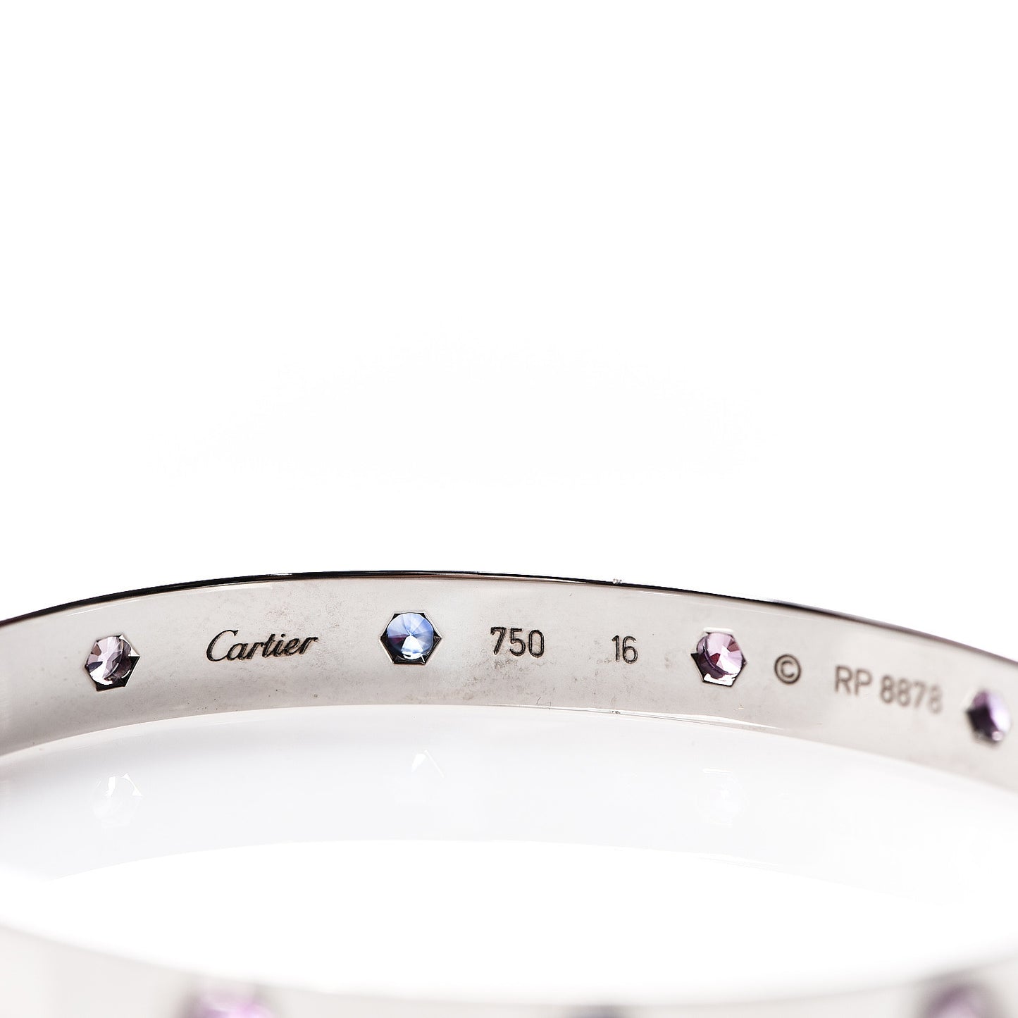 18K White Gold Aquamarine Sapphire Spinel Amethyst LOVE Bracelet 16