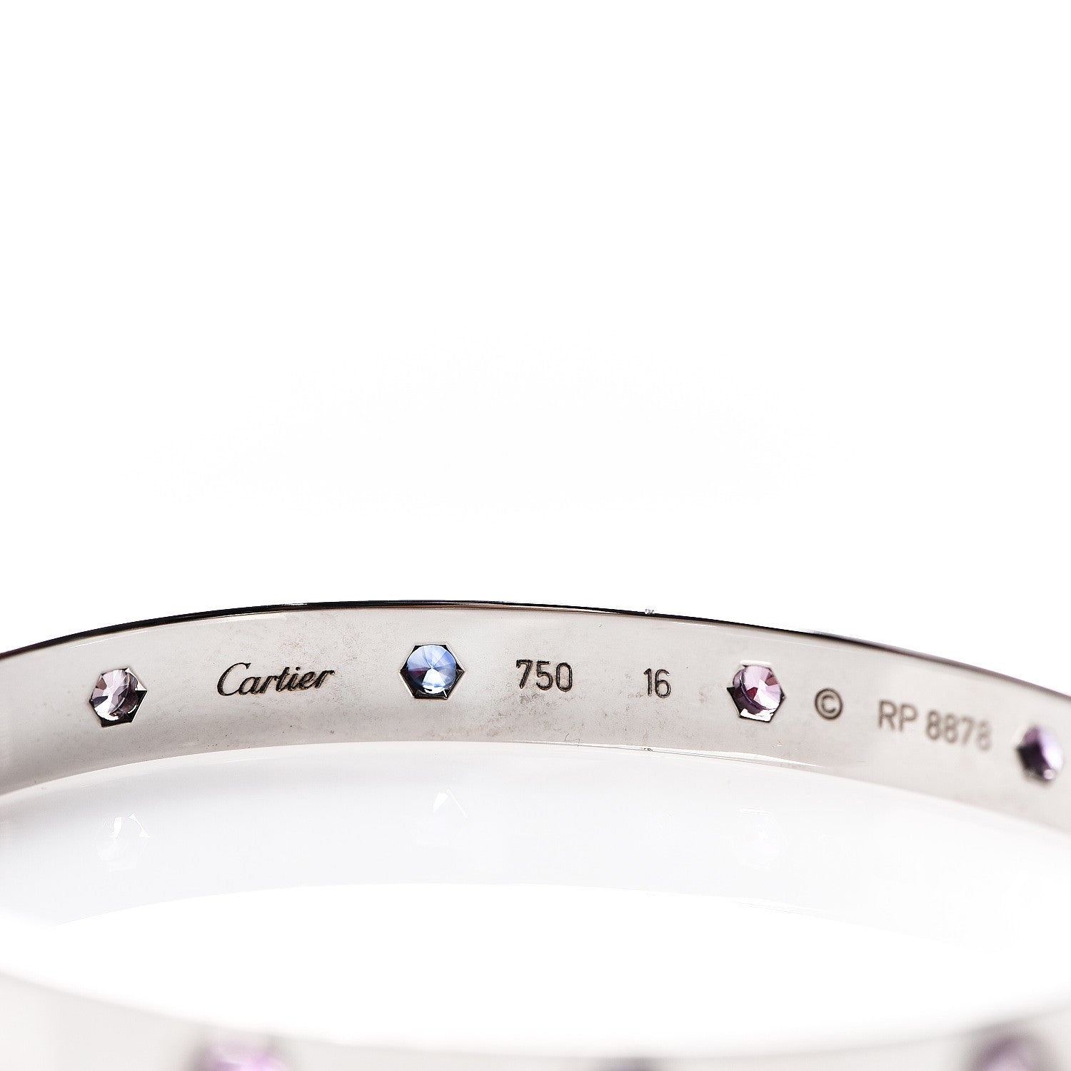 Cartier 18K White Gold Aquamarine Sapphire Spinel Amethyst LOVE Bracelet 16 3 of 5