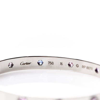 Cartier 18K White Gold Aquamarine Sapphire Spinel Amethyst LOVE Bracelet 16 3 of 5