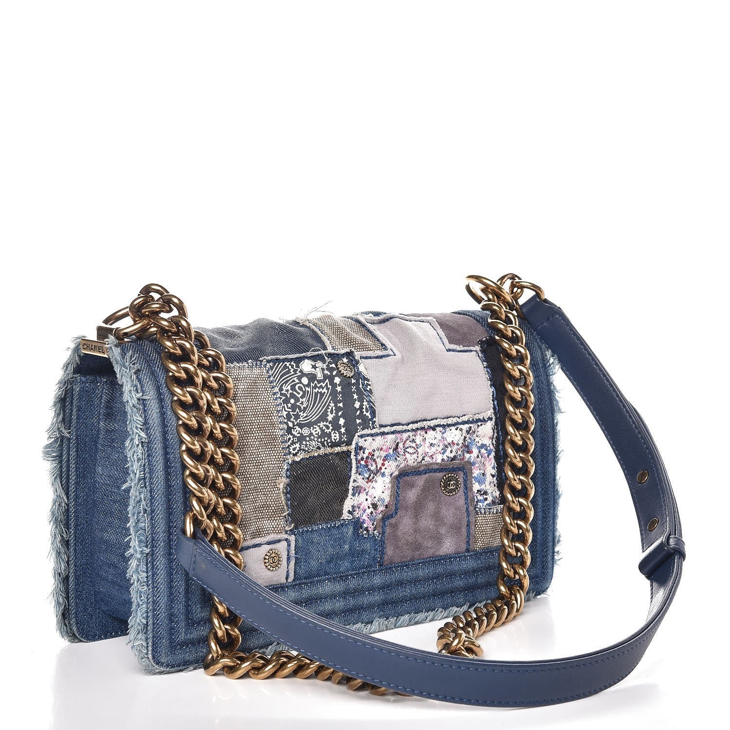Chanel Denim Patchwork Medium Boy Flap Blue 3 of 10
