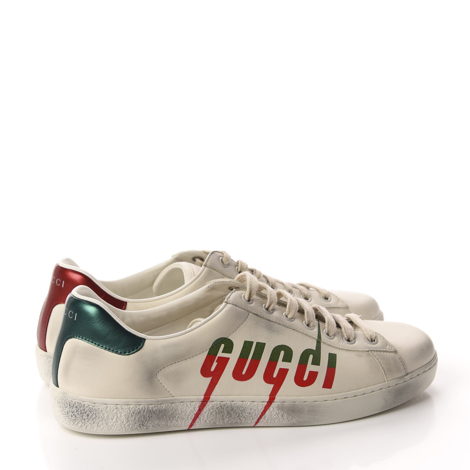 Gucci Distressed Calfskin Mens Ace Blade Sneakers 10 White 4 of 10