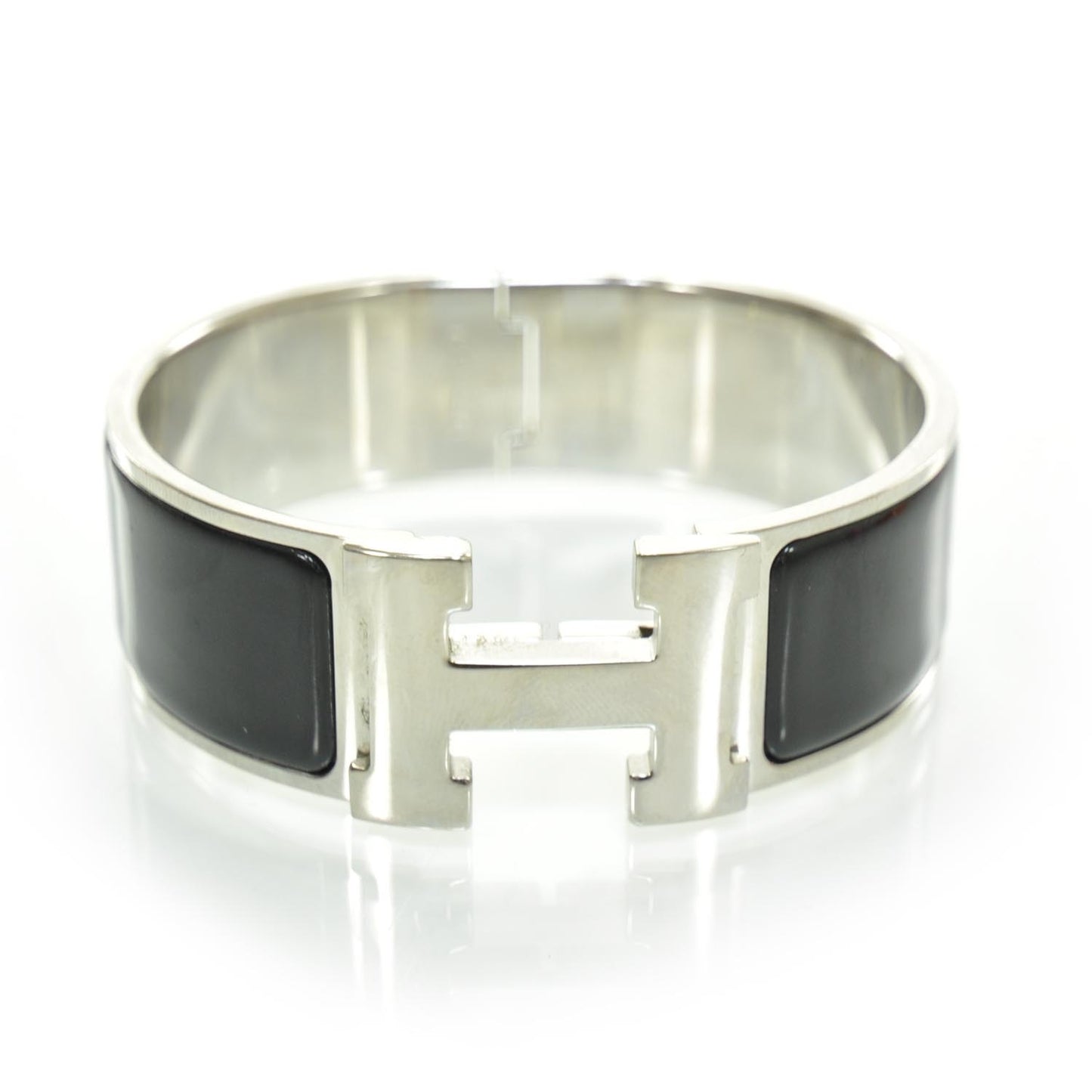 Enamel Clic Clac H Bracelet Wide Black Silver