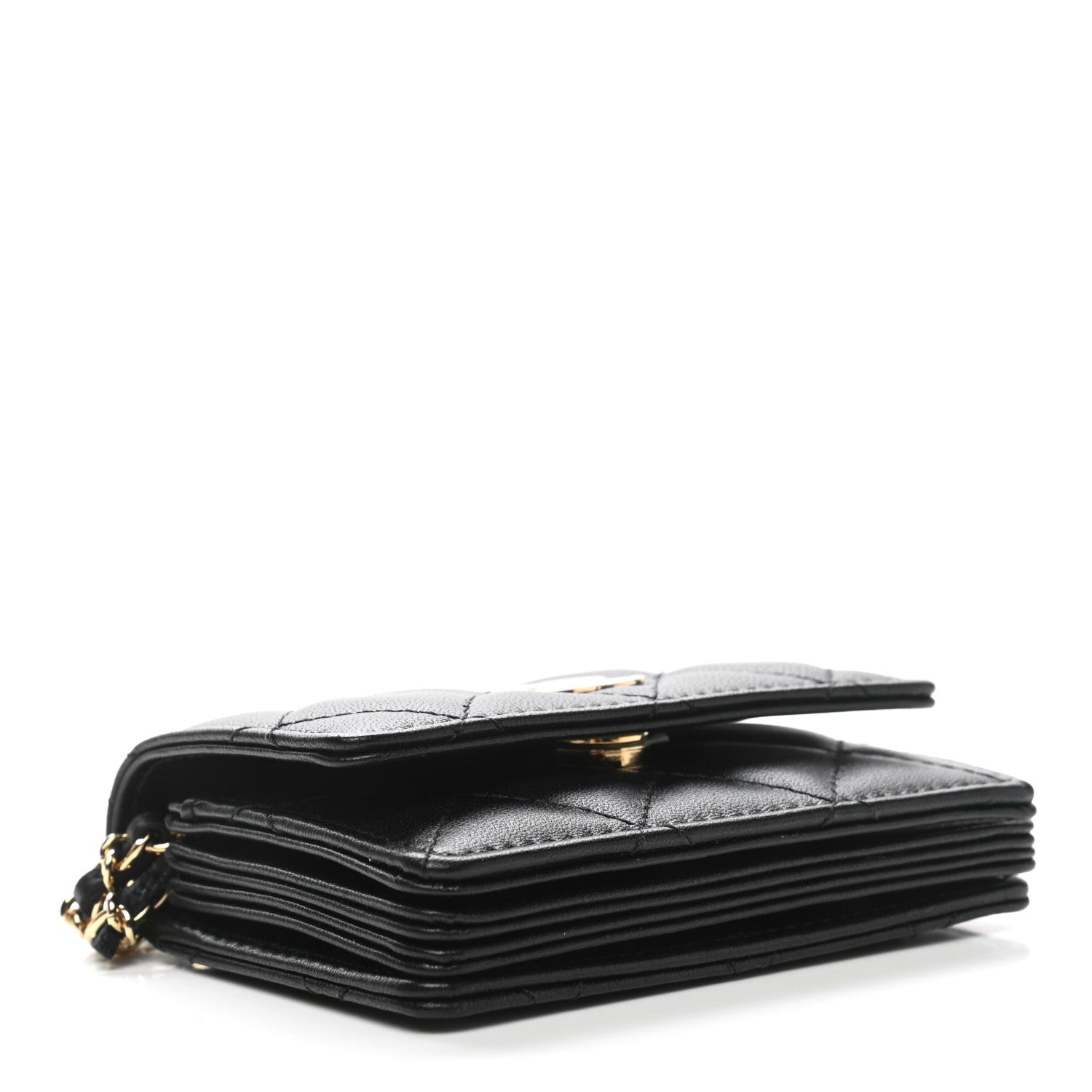 Chanel Lambskin Quilted Flap Card Holder With Cuff Black 5 of 12