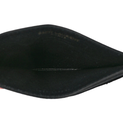 Saint Laurent Grain De Poudre Matelasse Chevron Monogram Credit Card Case Black 5 of 12