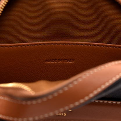 Celine Lambskin Triomphe Canvas Round Purse On Strap Black Tan 8 of 9