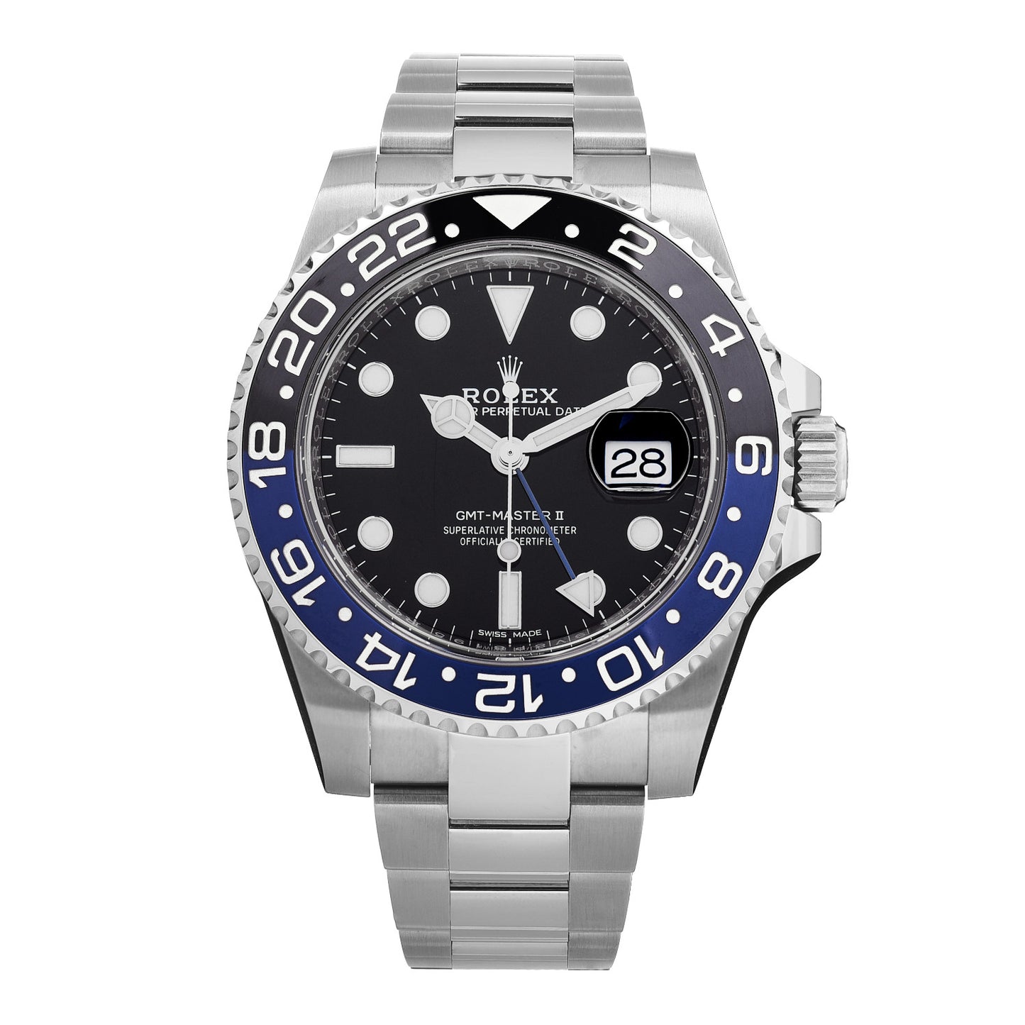 Stainless Steel 40mm Oyster Perpetual Date GMT Master II Batman Watch Black 116710BLNR