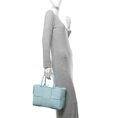 Bottega Veneta Grained Calfskin Maxi Intrecciato Small Arco Tote Pale Blue 2 of 12