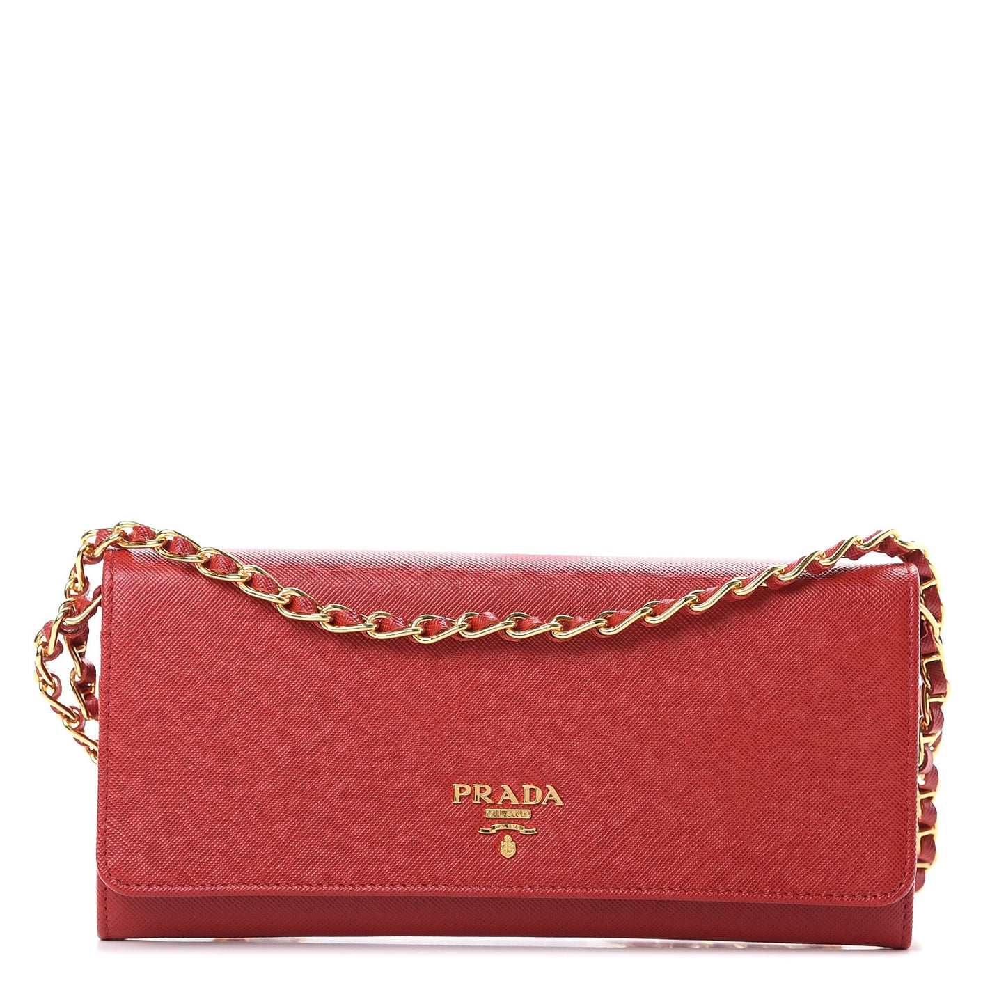 Saffiano Metal Oro Chain Wallet Fuoco