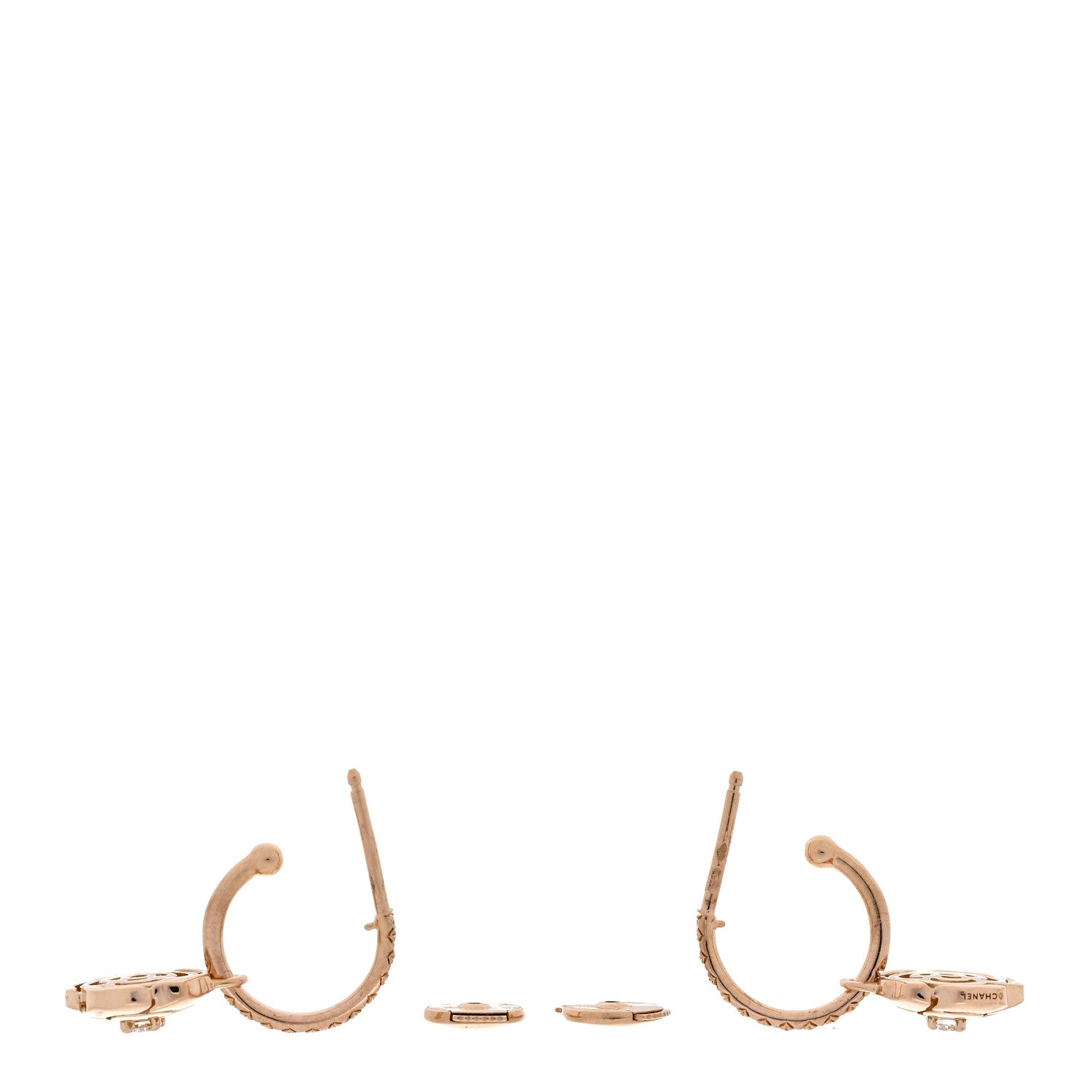 Chanel 18K Rose Gold Diamond Extrait de Camelia Drop Earrings 3 of 7