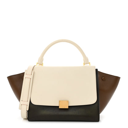 Celine Sleek Calfskin Small Tri-Color Trapeze Moss Green 1 of 11