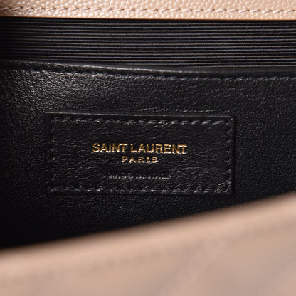 Saint Laurent Grain De Poudre Textured Mixed Matelasse Medium Triquilt Monogram Satchel Taupe 8 of 11