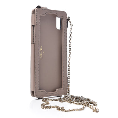 Valentino Garavani Calfskin Rockstud Spike iPhone X Phone Case With Chain Poudre 2 of 4