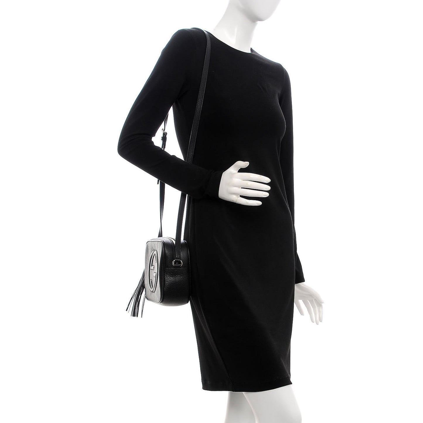 Pebbled Calfskin Small Soho Disco Bag Black