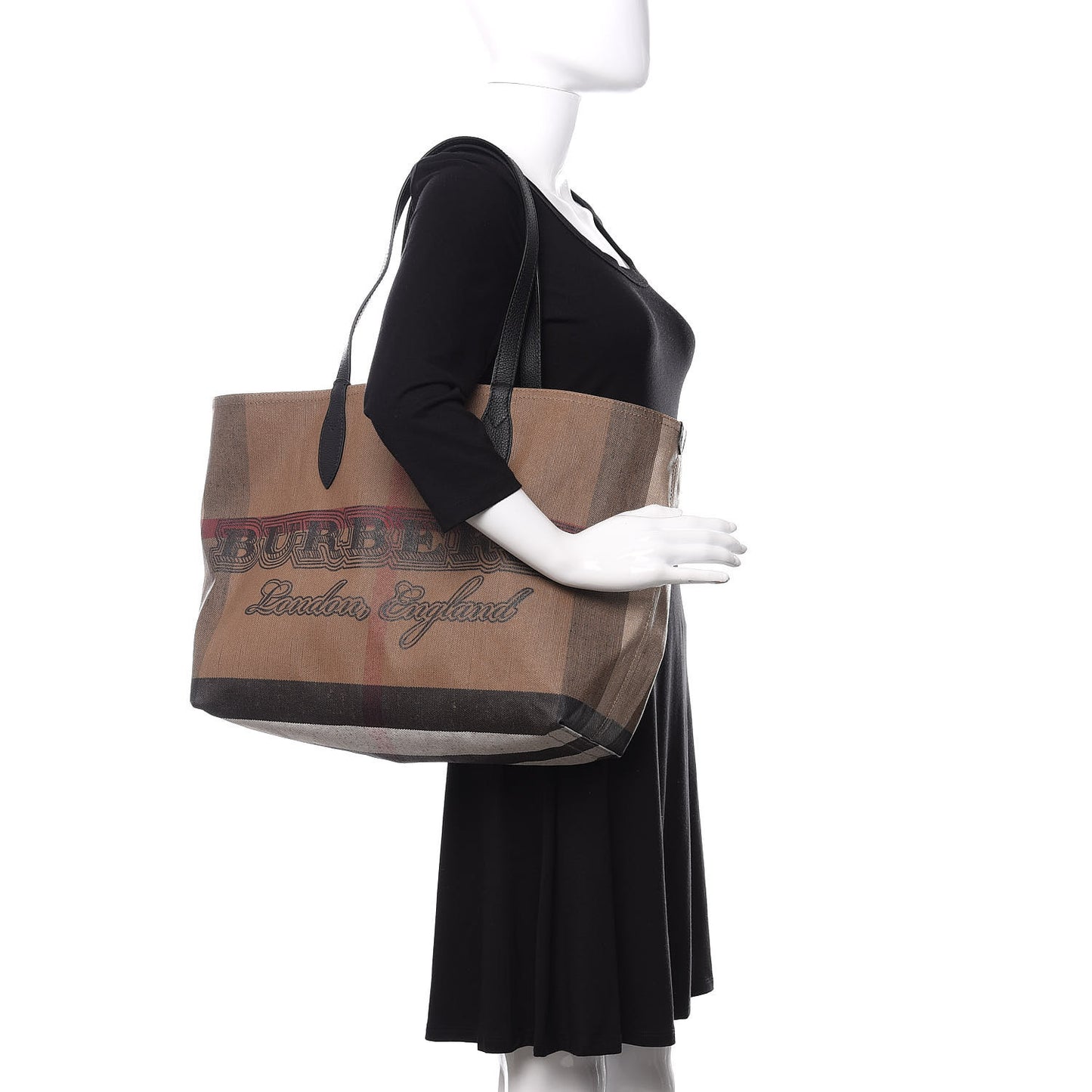 Coated Canvas Mega Check Medium Doodle Tote Black