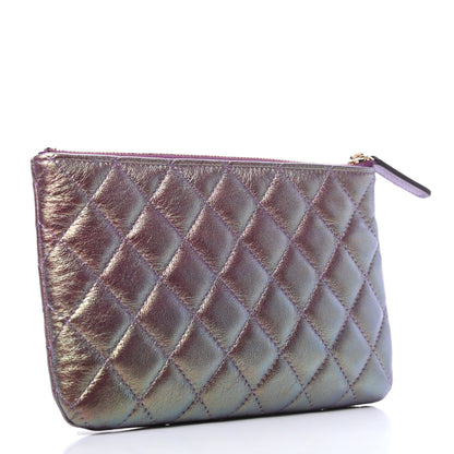 Chanel Iridescent Lambskin Quilted Cosmetic Case Purple 3 of 10