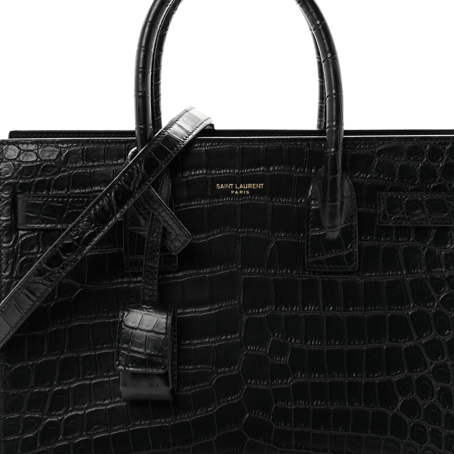 Saint Laurent Calfskin Crocodile Embossed Baby Sac De Jour Black 8 of 10