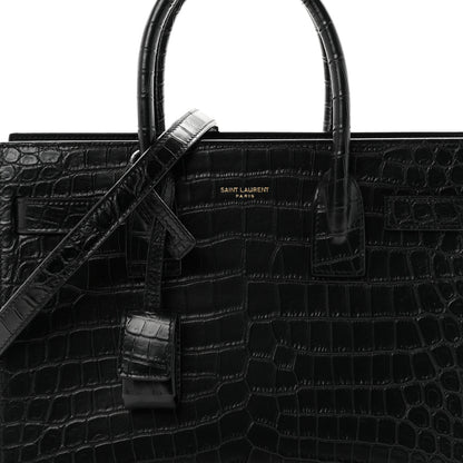 Saint Laurent Calfskin Crocodile Embossed Baby Sac De Jour Black 8 of 10