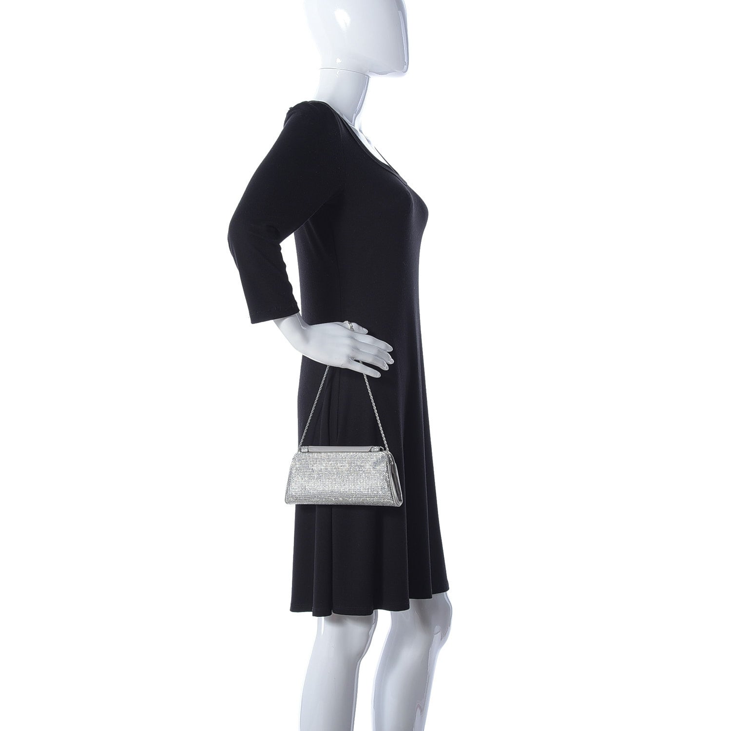 Judith Leiber Swarovski Crystal Minaudiere Clutch Silver 2 of 9
