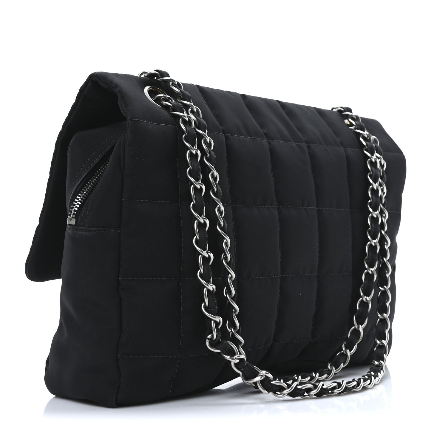 Nylon Square Quilted Flap Black