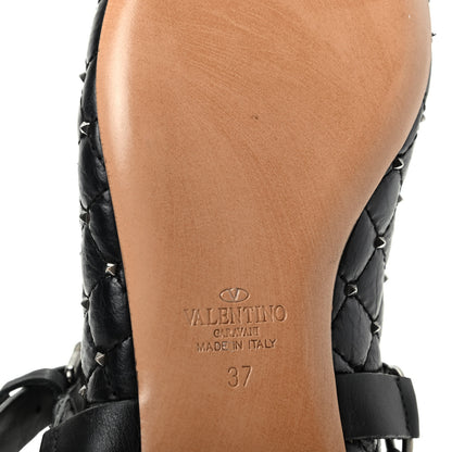 Valentino Garavani Crackled Lambskin Rockstud Spike Captoe Ballerina Flats 37 Black 9 of 10