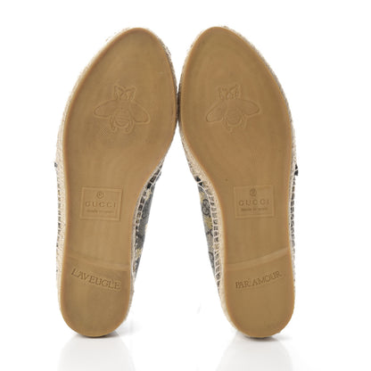 Gucci GG Supreme Monogram Bees Espadrille Flats 38.5 Beige Ebony Oro Black 7 of 7