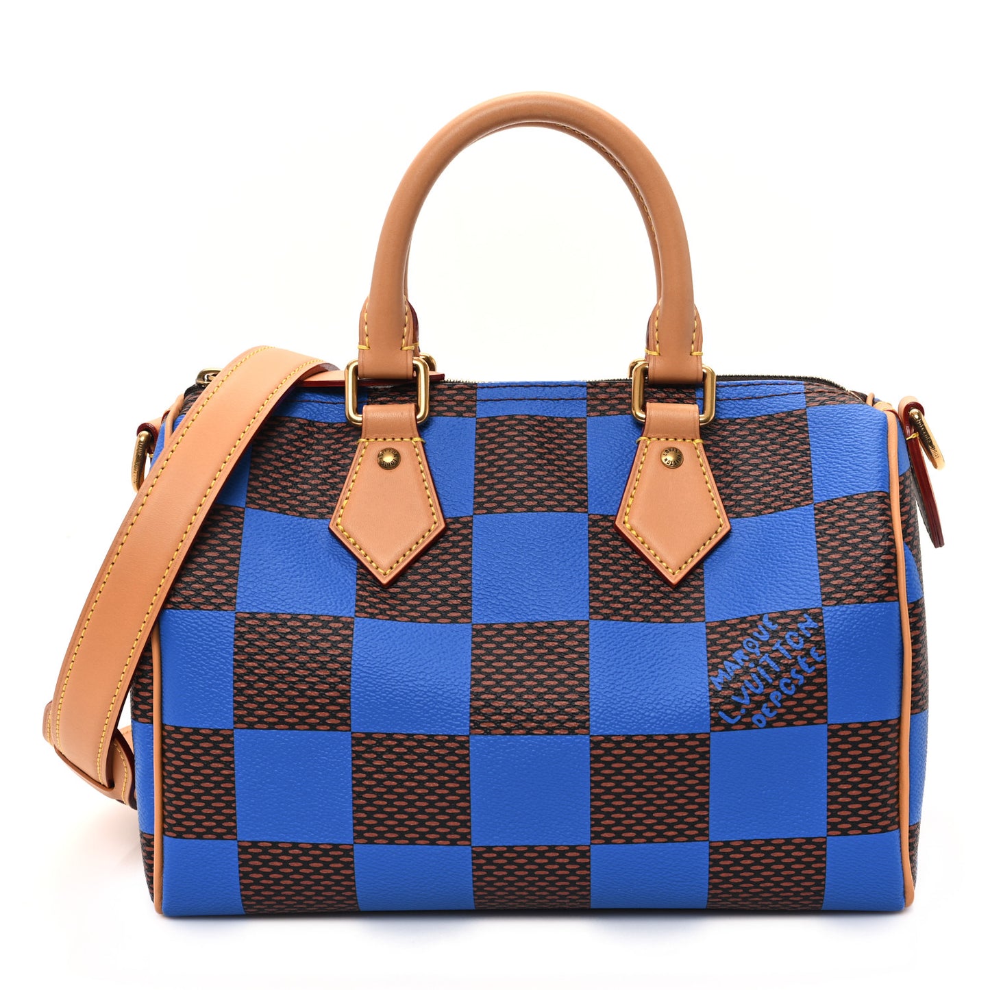 Damier Pop Speedy Bandouliere 25 Blue