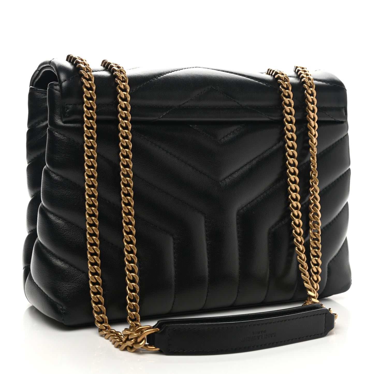 Calfskin Y Quilted Monogram Small Loulou Chain Satchel Black