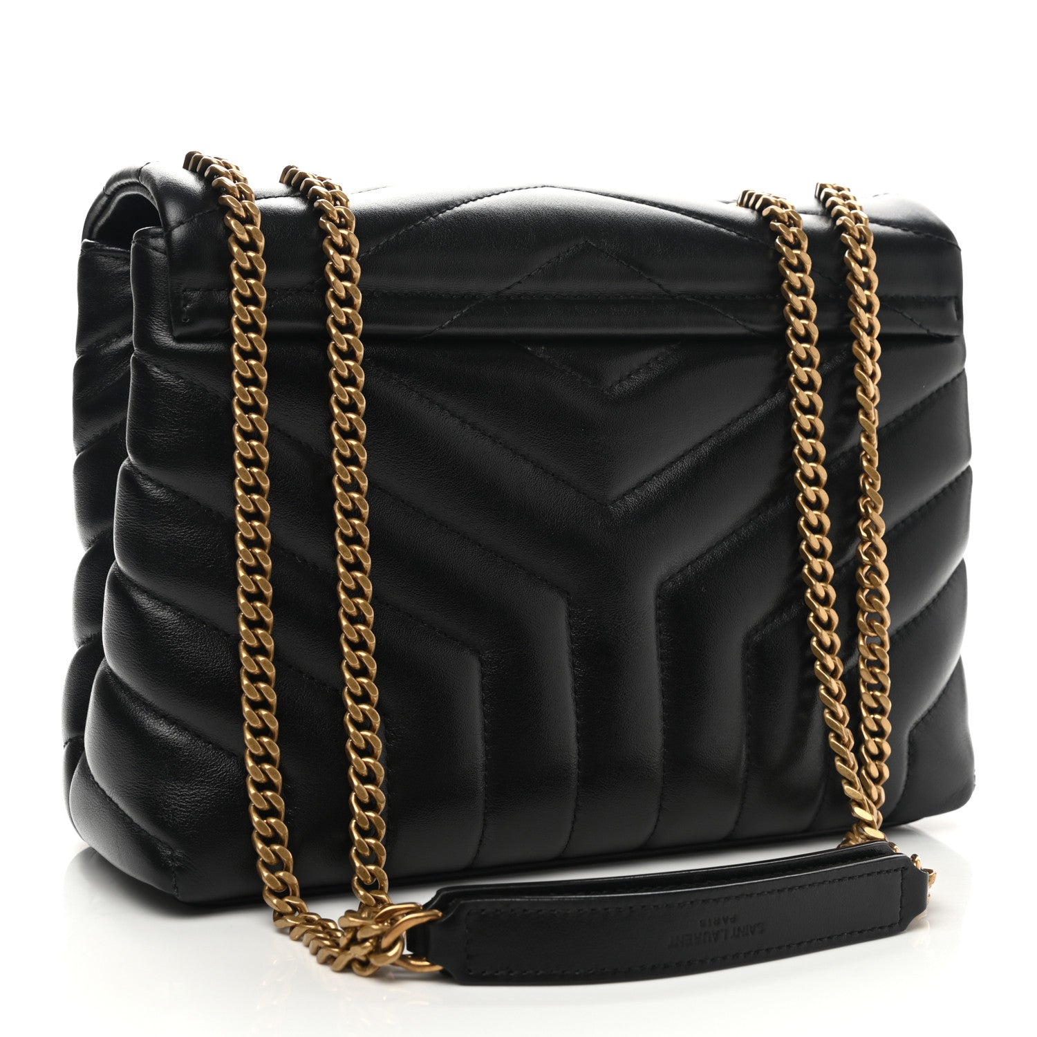 Saint Laurent Calfskin Y Quilted Monogram Small Loulou Chain Satchel Black 3 of 11