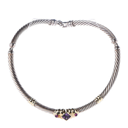 David Yurman Sterling Silver 14K Yellow Gold Amethyst 7mm Renaissance Cable Necklace 1 of 5