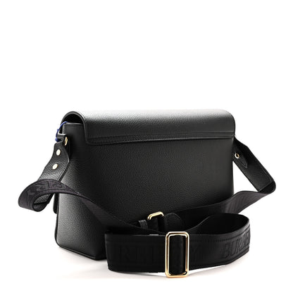 Burberry Grainy Calfskin Vintage Check Medium Note Crossbody Bag Black Post Red 3 of 10