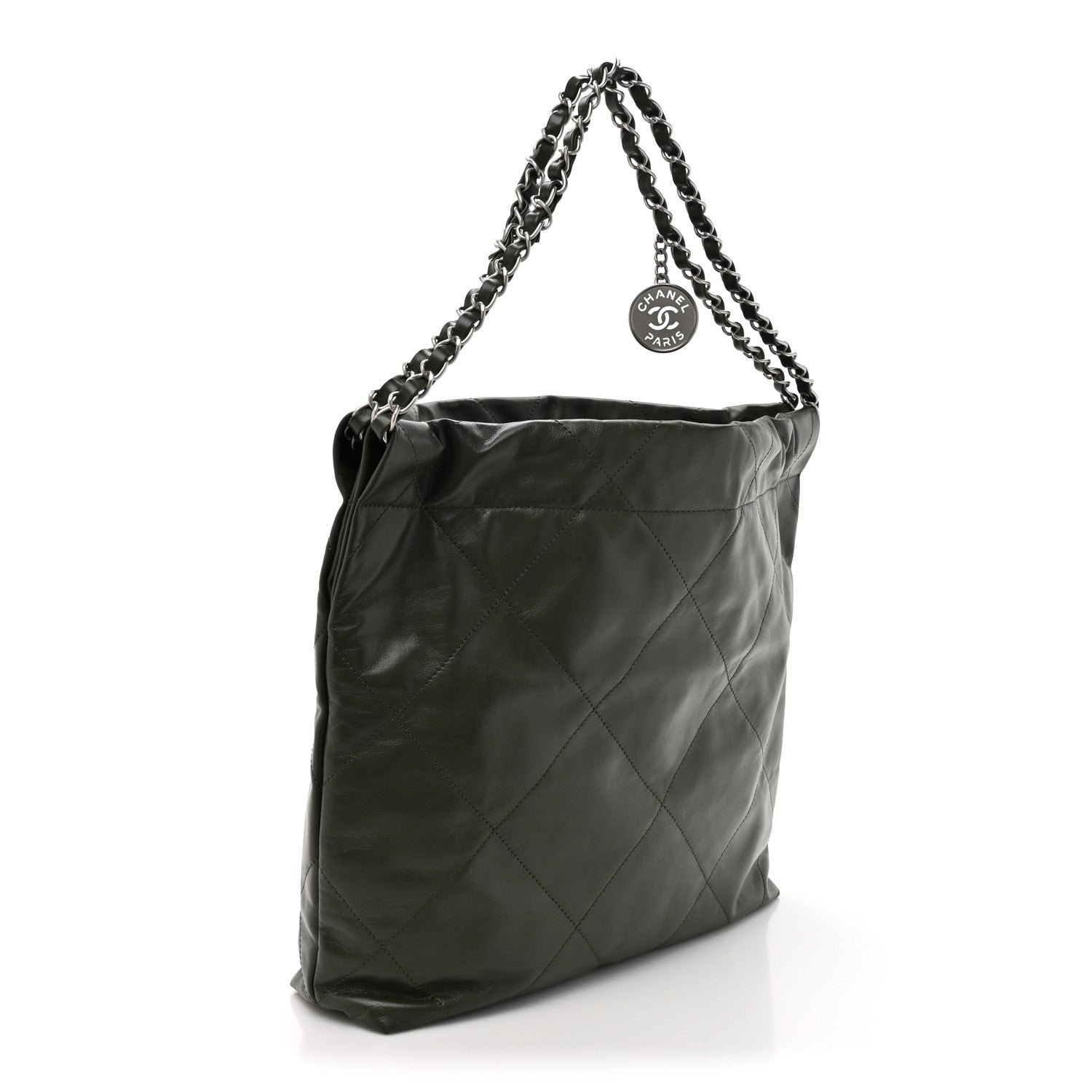 Chanel Shiny Calfskin Quilted Small Chanel 22 Khaki 4 of 13