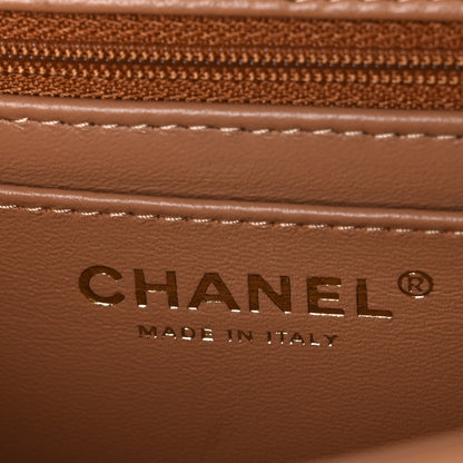 Chanel Lambskin Quilted Mini Top Handle Rectangular Flap Dark Beige 6 of 10