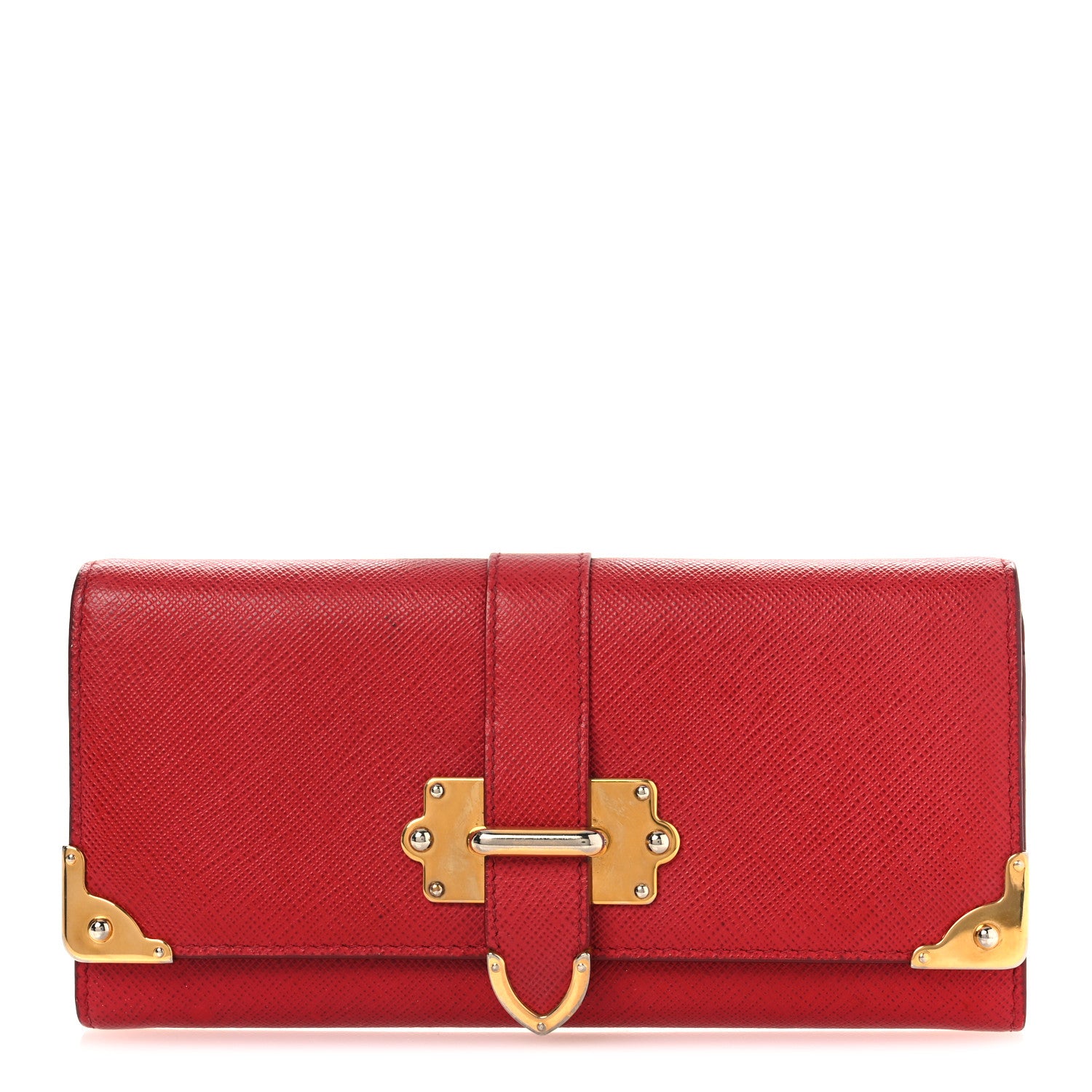 Prada Saffiano Cahier Continental Flap Travel Wallet Fuoco 1 of 12