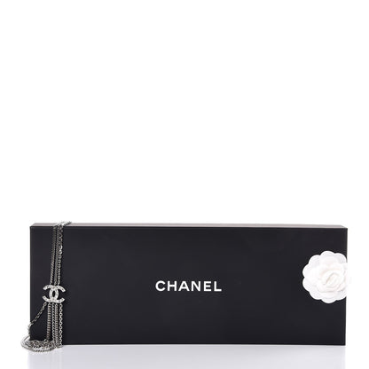 Chanel Baguette Crystal CC Shield Multi Strand Long Chain Necklace Silver 6 of 6