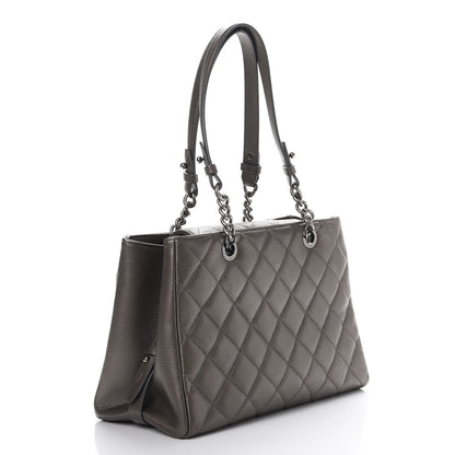 Chanel Metallic Goatskin Quilted Large City Rock Shopping Bag Silver 3 of 7