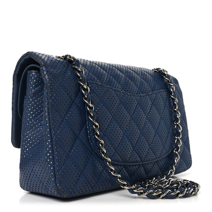 Chanel Lambskin Perforated Medium Double Flap Blue 2 of 9