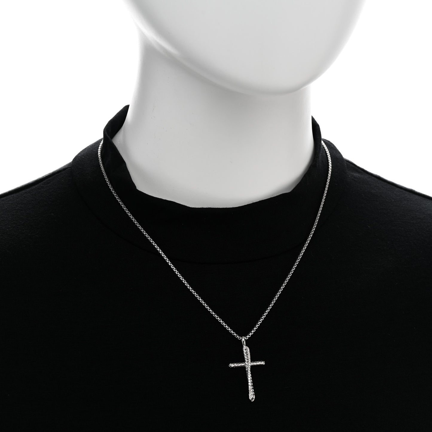 Sterling Silver Diamond 35mm Crossover Cross Necklace