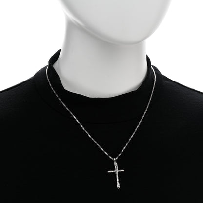 David Yurman Sterling Silver Diamond 35mm Crossover Cross Necklace 2 of 6