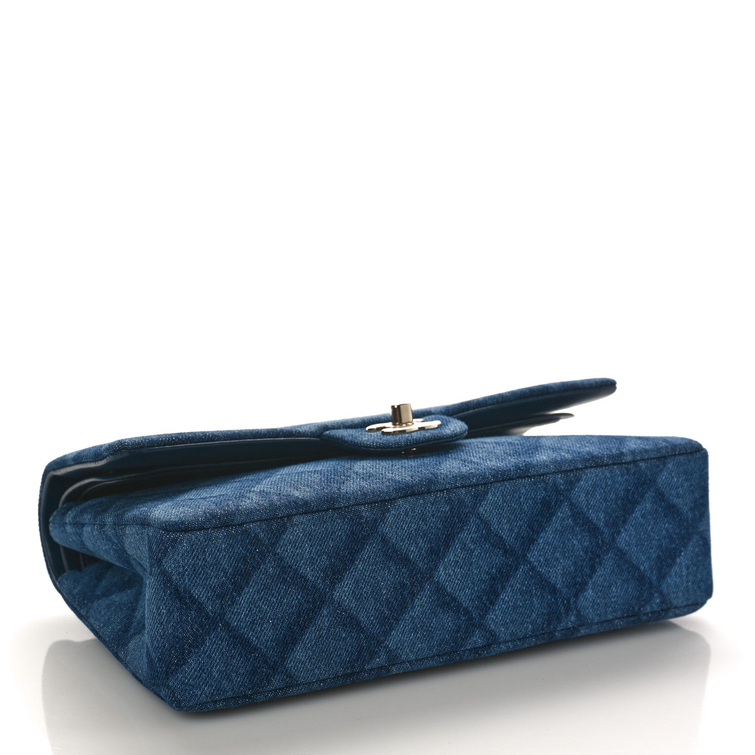 Chanel Printed Denim Quilted Medium Double Flap Dark Blue 4 of 9