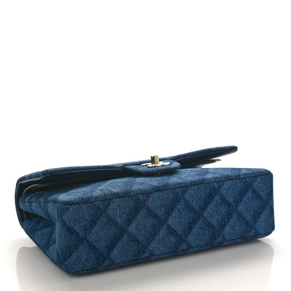 Chanel Printed Denim Quilted Medium Double Flap Dark Blue 4 of 9