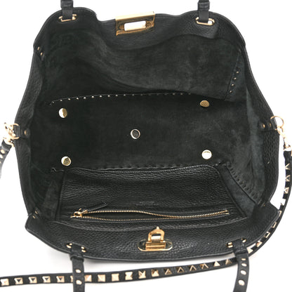 Valentino Garavani Pebbled Calfskin Medium Rockstud Tote Black 5 of 9