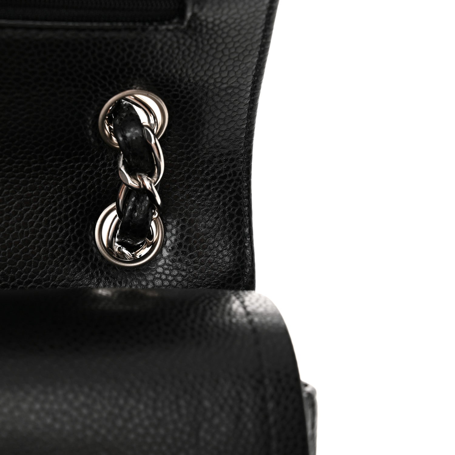 Chanel Caviar Chevron Quilted Jumbo Double Flap Black 13 of 15