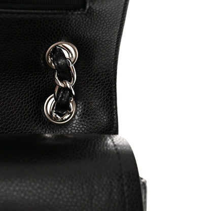 Chanel Caviar Chevron Quilted Jumbo Double Flap Black 13 of 15