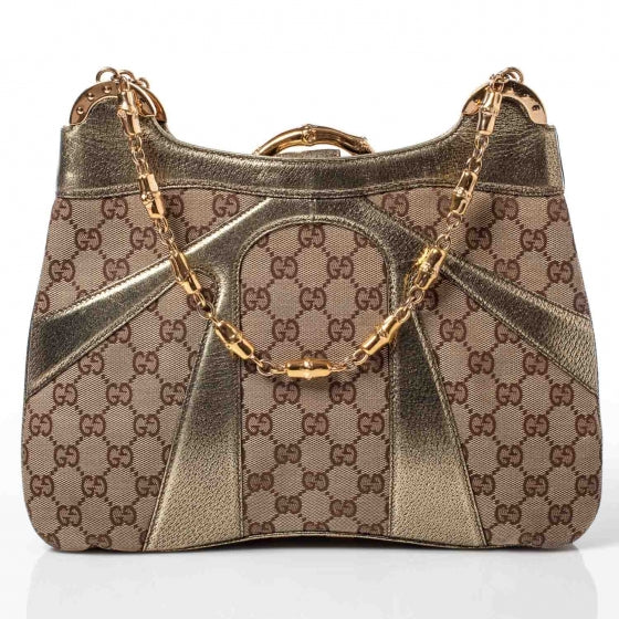 Monogram Bamboo Chain Shoulder Bag Metallic