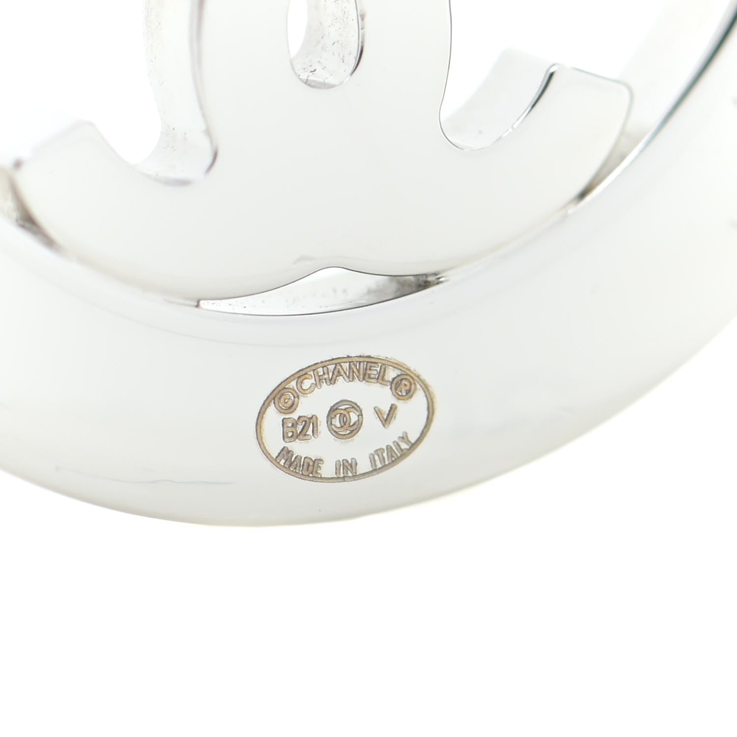 Chanel Crystal CC Round Earrings Silver 3 of 5