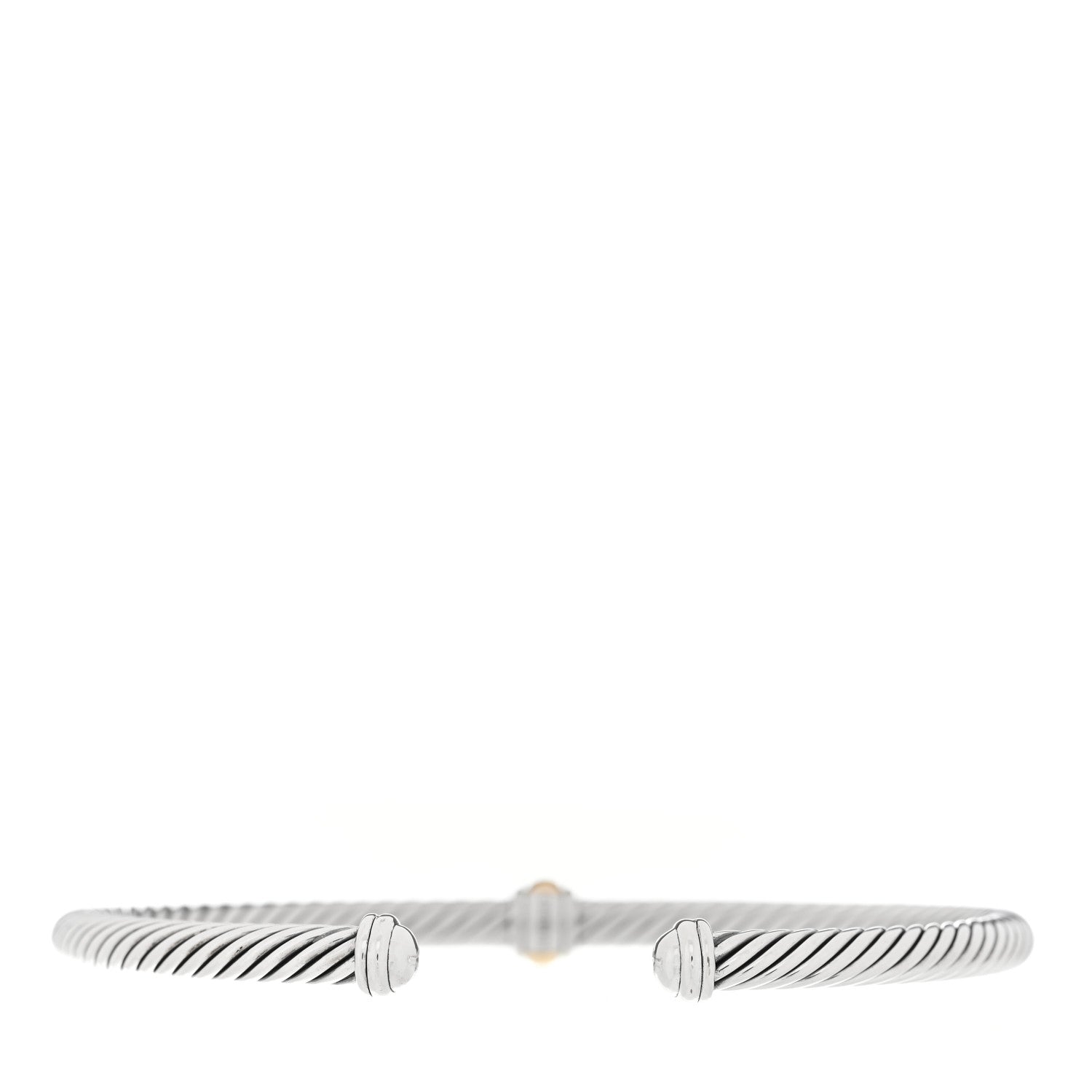 David Yurman Sterling Silver 18K Yellow Gold 4mm Station Cable Bracelet 2 of 3